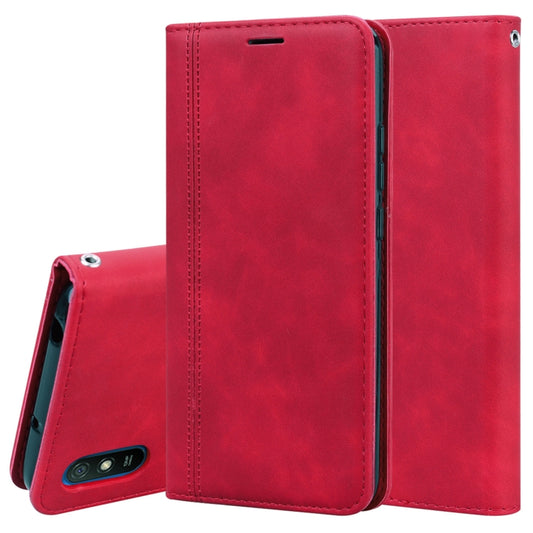 For Xiaomi Redmi 9A Frosted Business Magnetic Horizontal Flip PU Leather Case with Holder & Card Slot & Lanyard(Red) - Xiaomi Cases by buy2fix | Online Shopping UK | buy2fix