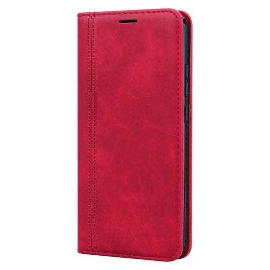 For Xiaomi Redmi 9A Frosted Business Magnetic Horizontal Flip PU Leather Case with Holder & Card Slot & Lanyard(Red) - Xiaomi Cases by buy2fix | Online Shopping UK | buy2fix