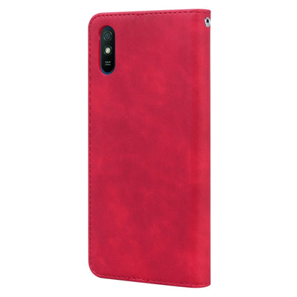 For Xiaomi Redmi 9A Frosted Business Magnetic Horizontal Flip PU Leather Case with Holder & Card Slot & Lanyard(Red) - Xiaomi Cases by buy2fix | Online Shopping UK | buy2fix