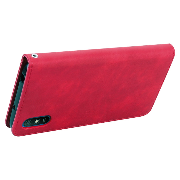 For Xiaomi Redmi 9A Frosted Business Magnetic Horizontal Flip PU Leather Case with Holder & Card Slot & Lanyard(Red) - Xiaomi Cases by buy2fix | Online Shopping UK | buy2fix