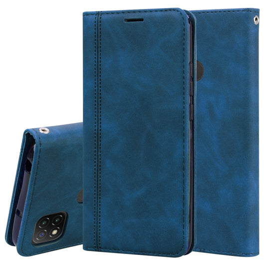 For Xiaomi Redmi 9C Frosted Business Magnetic Horizontal Flip PU Leather Case with Holder & Card Slot & Lanyard(Blue) - Xiaomi Cases by buy2fix | Online Shopping UK | buy2fix