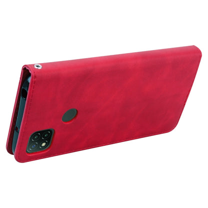 For Xiaomi Redmi 9C Frosted Business Magnetic Horizontal Flip PU Leather Case with Holder & Card Slot & Lanyard(Red) - Xiaomi Cases by buy2fix | Online Shopping UK | buy2fix