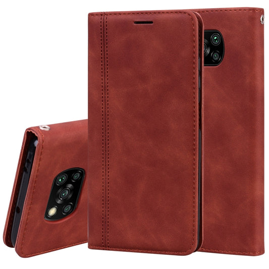 For Xiaomi Poco X3 NFC Frosted Business Magnetic Horizontal Flip PU Leather Case with Holder & Card Slot & Lanyard(Brown) - Xiaomi Cases by buy2fix | Online Shopping UK | buy2fix