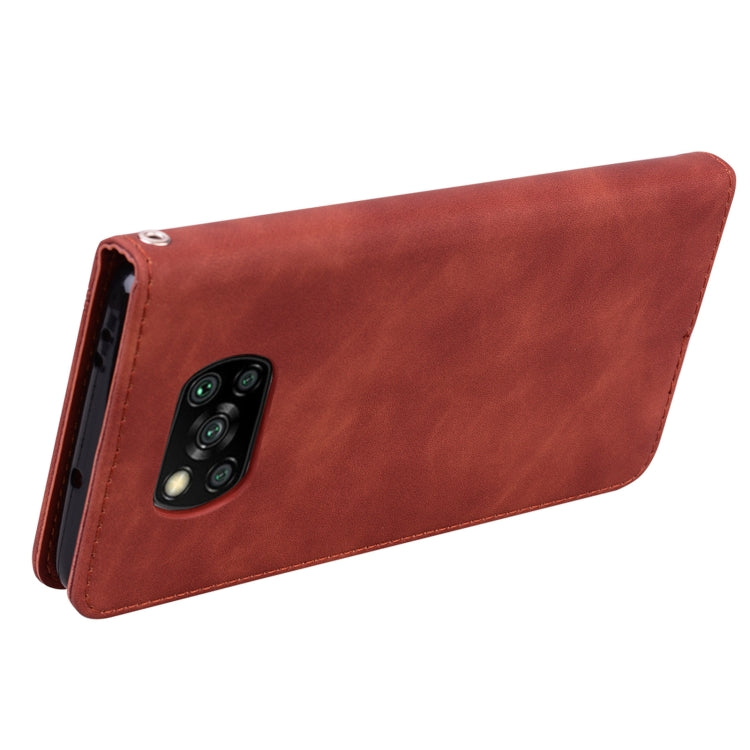 For Xiaomi Poco X3 NFC Frosted Business Magnetic Horizontal Flip PU Leather Case with Holder & Card Slot & Lanyard(Brown) - Xiaomi Cases by buy2fix | Online Shopping UK | buy2fix