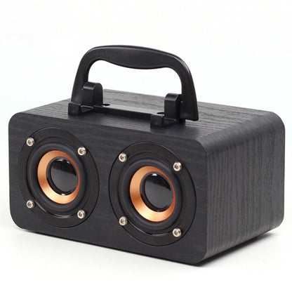 FT-4002 Wooden Wireless Bluetooth Portable Retro Subwoofer Speakers, Support TF card & USB MP3 Playback(Black Wood Grain) - Desktop Speaker by buy2fix | Online Shopping UK | buy2fix
