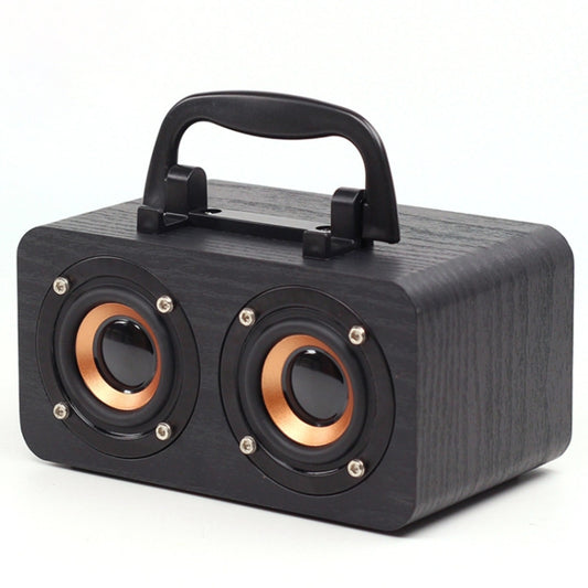 FT-4002 Wooden Wireless Bluetooth Portable Retro Subwoofer Speakers, Support TF card & USB MP3 Playback(Black Wood Grain) - Desktop Speaker by buy2fix | Online Shopping UK | buy2fix