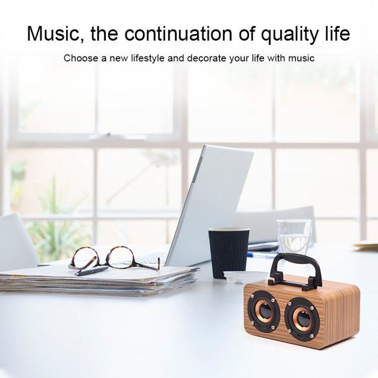 FT-4002 Wooden Wireless Bluetooth Portable Retro Subwoofer Speakers, Support TF card & USB MP3 Playback(Black Wood Grain) - Desktop Speaker by buy2fix | Online Shopping UK | buy2fix