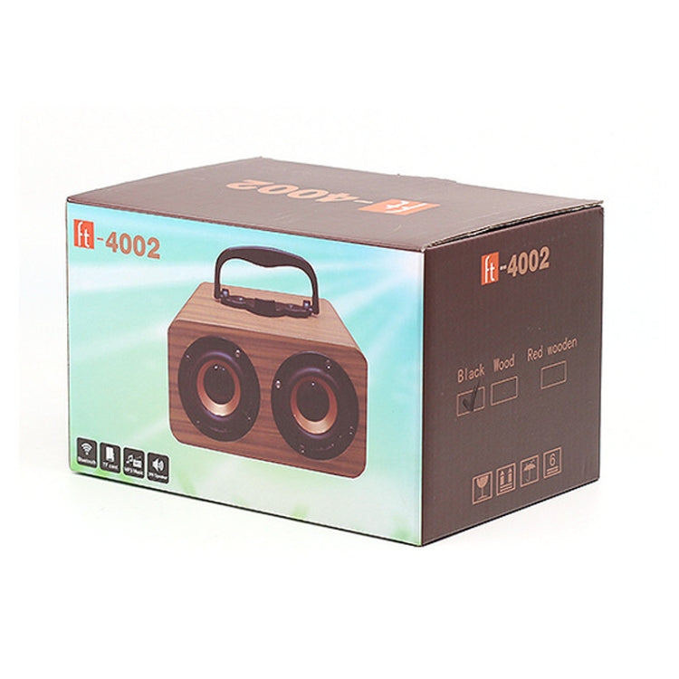 FT-4002 Wooden Wireless Bluetooth Portable Retro Subwoofer Speakers, Support TF card & USB MP3 Playback(Black Wood Grain) - Desktop Speaker by buy2fix | Online Shopping UK | buy2fix