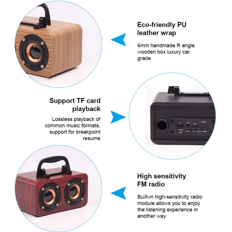 FT-4002 Wooden Wireless Bluetooth Portable Retro Subwoofer Speakers, Support TF card & USB MP3 Playback(Black Wood Grain) - Desktop Speaker by buy2fix | Online Shopping UK | buy2fix