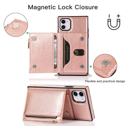 For iPhone 11 Square Zipper Wallet Bag TPU+PU Back Cover Case with Holder & Card Slots & Wallet & Cross-body Strap (Black) - iPhone 11 Cases by buy2fix | Online Shopping UK | buy2fix