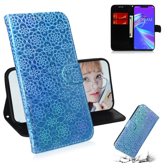 For Asus Zenfone Max (M2) ZB633KL Solid Color Colorful Magnetic Buckle Horizontal Flip PU Leather Case with Holder & Card Slots & Wallet & Lanyard(Blue) - ASUS Cases by buy2fix | Online Shopping UK | buy2fix