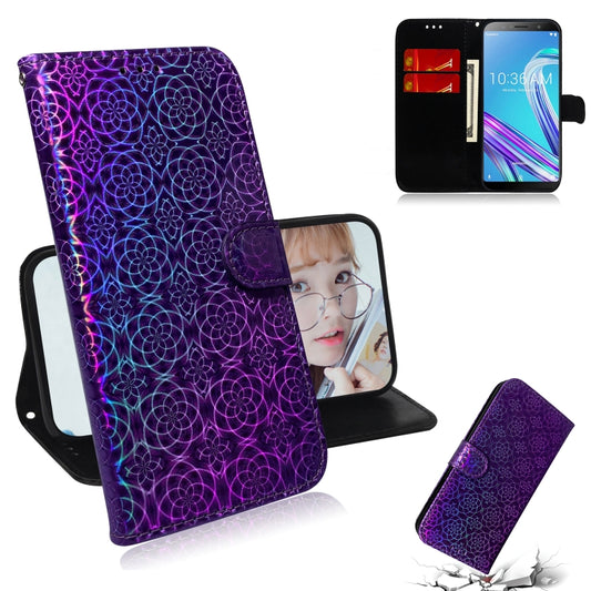 For Zenfone Max Pro (M1) ZB601KL Solid Color Colorful Magnetic Buckle Horizontal Flip PU Leather Case with Holder & Card Slots & Wallet & Lanyard(Purple) - ASUS Cases by buy2fix | Online Shopping UK | buy2fix