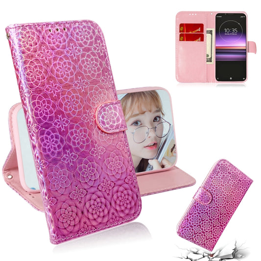 For Sony Xperia 1 Solid Color Colorful Magnetic Buckle Horizontal Flip PU Leather Case with Holder & Card Slots & Wallet & Lanyard(Pink) by buy2fix