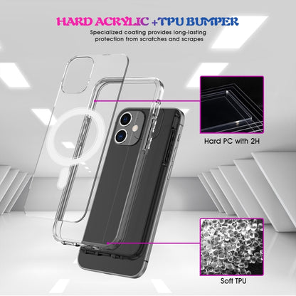 For iPhone 11 Magsafe Case Simple Magnetic Ring All-inclusive Clear Crystal Acrylic PC +TPU Shockproof Case (Transparent) - iPhone 11 Cases by buy2fix | Online Shopping UK | buy2fix