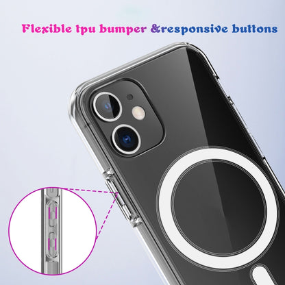 For iPhone 11 Magsafe Case Simple Magnetic Ring All-inclusive Clear Crystal Acrylic PC +TPU Shockproof Case (Transparent) - iPhone 11 Cases by buy2fix | Online Shopping UK | buy2fix