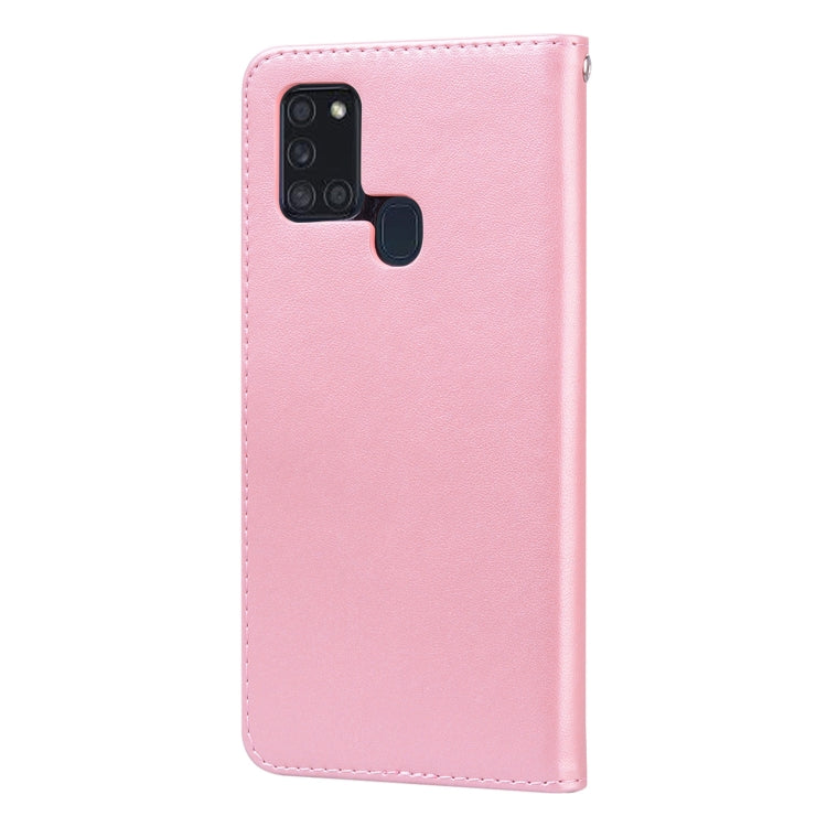 For Samsung Galaxy A21s Rose Embossed Horizontal Flip PU Leather Case with Holder & Card Slots & Wallet(Rose Gold) - Galaxy Phone Cases by buy2fix | Online Shopping UK | buy2fix