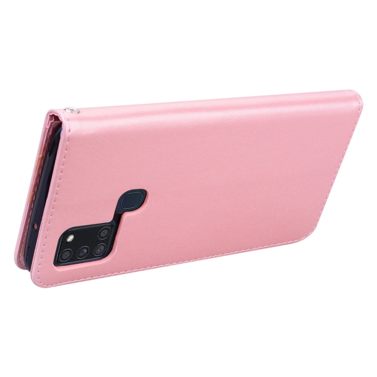 For Samsung Galaxy A21s Rose Embossed Horizontal Flip PU Leather Case with Holder & Card Slots & Wallet(Rose Gold) - Galaxy Phone Cases by buy2fix | Online Shopping UK | buy2fix