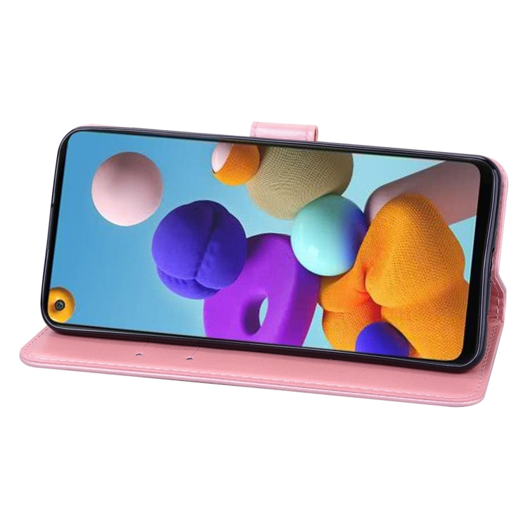 For Samsung Galaxy A21s Rose Embossed Horizontal Flip PU Leather Case with Holder & Card Slots & Wallet(Rose Gold) - Galaxy Phone Cases by buy2fix | Online Shopping UK | buy2fix