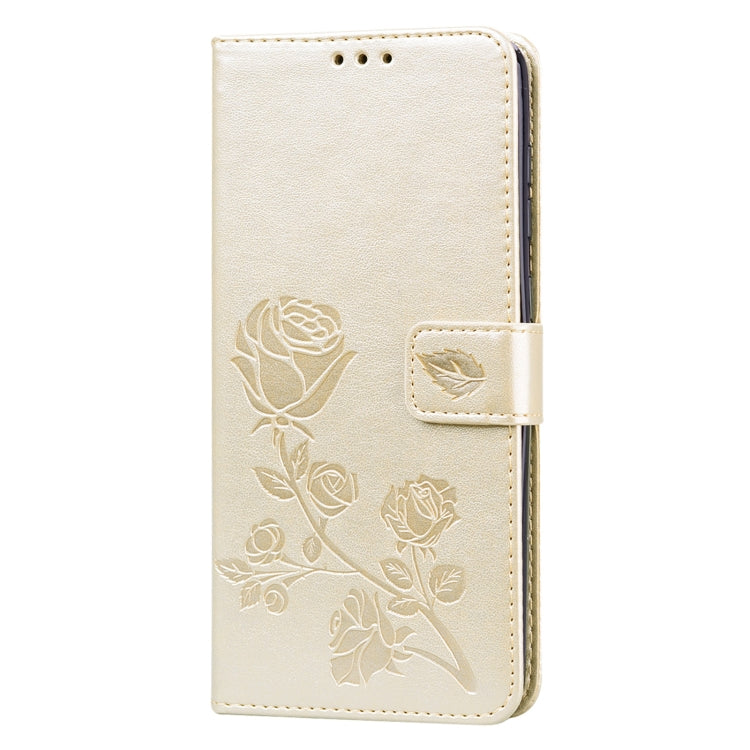 For Samsung Galaxy A21s Rose Embossed Horizontal Flip PU Leather Case with Holder & Card Slots & Wallet(Gold) - Galaxy Phone Cases by buy2fix | Online Shopping UK | buy2fix