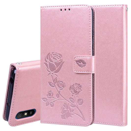 For Xiaomi Redmi 9A Rose Embossed Horizontal Flip PU Leather Case with Holder & Card Slots & Wallet(Rose Gold) - Xiaomi Cases by buy2fix | Online Shopping UK | buy2fix