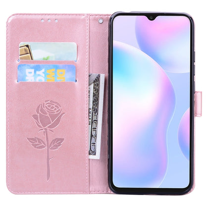 For Xiaomi Redmi 9A Rose Embossed Horizontal Flip PU Leather Case with Holder & Card Slots & Wallet(Rose Gold) - Xiaomi Cases by buy2fix | Online Shopping UK | buy2fix