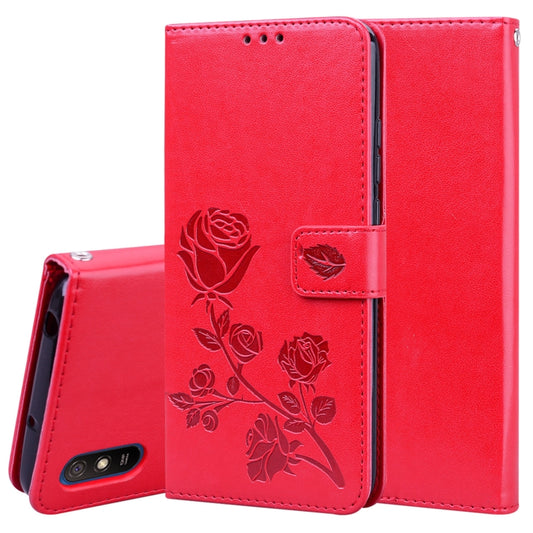 For Xiaomi Redmi 9A Rose Embossed Horizontal Flip PU Leather Case with Holder & Card Slots & Wallet(Red) - Xiaomi Cases by buy2fix | Online Shopping UK | buy2fix