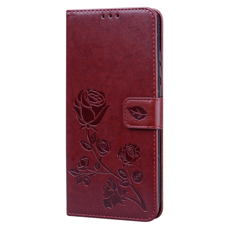 For Xiaomi Redmi 9A Rose Embossed Horizontal Flip PU Leather Case with Holder & Card Slots & Wallet(Brown) - Xiaomi Cases by buy2fix | Online Shopping UK | buy2fix