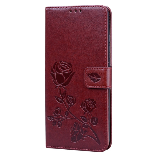 For Xiaomi Redmi 9A Rose Embossed Horizontal Flip PU Leather Case with Holder & Card Slots & Wallet(Brown) - Xiaomi Cases by buy2fix | Online Shopping UK | buy2fix