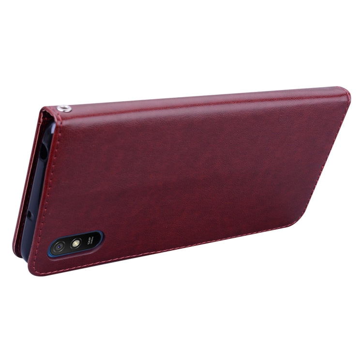 For Xiaomi Redmi 9A Rose Embossed Horizontal Flip PU Leather Case with Holder & Card Slots & Wallet(Brown) - Xiaomi Cases by buy2fix | Online Shopping UK | buy2fix
