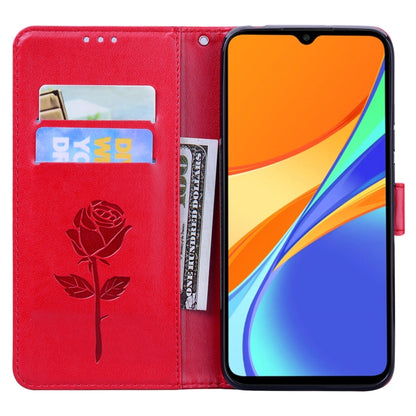 For Xiaomi Redmi 9C Rose Embossed Horizontal Flip PU Leather Case with Holder & Card Slots & Wallet(Red) - Xiaomi Cases by buy2fix | Online Shopping UK | buy2fix