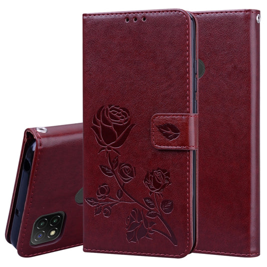 For Xiaomi Redmi 9C Rose Embossed Horizontal Flip PU Leather Case with Holder & Card Slots & Wallet(Brown) - Xiaomi Cases by buy2fix | Online Shopping UK | buy2fix