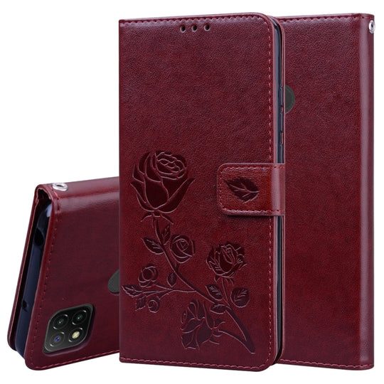 For Xiaomi Redmi 9C Rose Embossed Horizontal Flip PU Leather Case with Holder & Card Slots & Wallet(Brown)