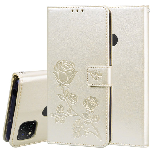 For Xiaomi Redmi 9C Rose Embossed Horizontal Flip PU Leather Case with Holder & Card Slots & Wallet(Gold) - Xiaomi Cases by buy2fix | Online Shopping UK | buy2fix