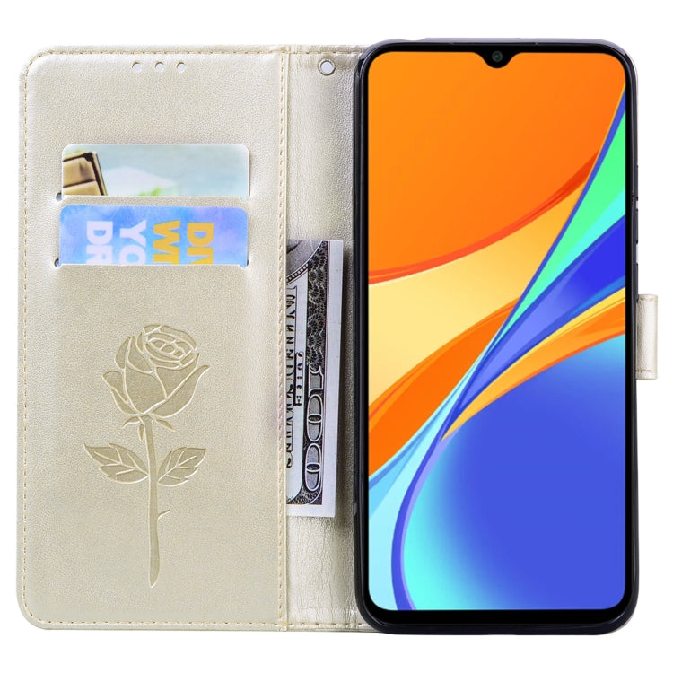 For Xiaomi Redmi 9C Rose Embossed Horizontal Flip PU Leather Case with Holder & Card Slots & Wallet(Gold) - Xiaomi Cases by buy2fix | Online Shopping UK | buy2fix