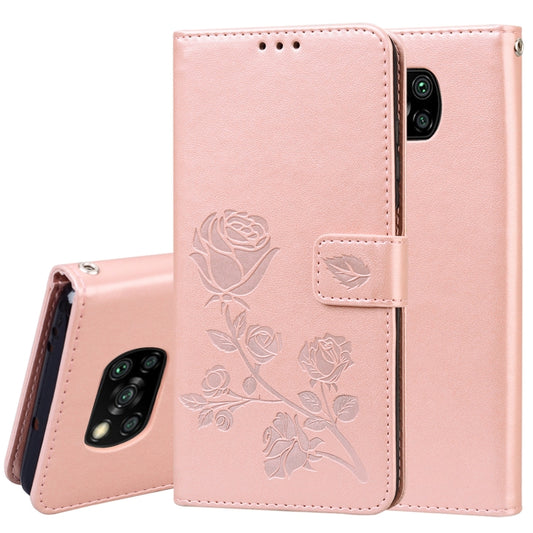 For Xiaomi Poco X3 NFC Rose Embossed Horizontal Flip PU Leather Case with Holder & Card Slots & Wallet(Rose Gold) - Xiaomi Cases by buy2fix | Online Shopping UK | buy2fix