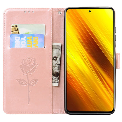 For Xiaomi Poco X3 NFC Rose Embossed Horizontal Flip PU Leather Case with Holder & Card Slots & Wallet(Rose Gold) - Xiaomi Cases by buy2fix | Online Shopping UK | buy2fix