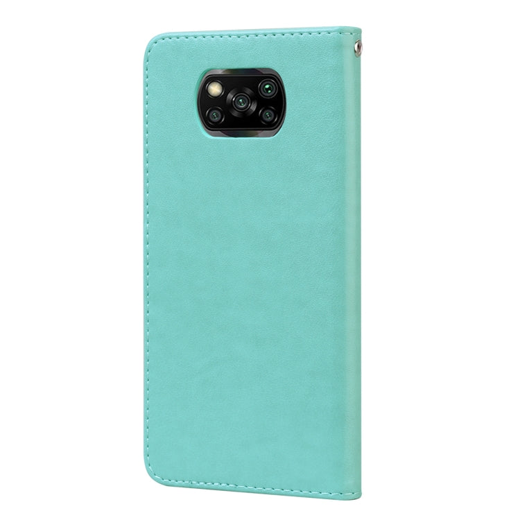 For Xiaomi Poco X3 NFC Rose Embossed Horizontal Flip PU Leather Case with Holder & Card Slots & Wallet(Green) - Xiaomi Cases by buy2fix | Online Shopping UK | buy2fix