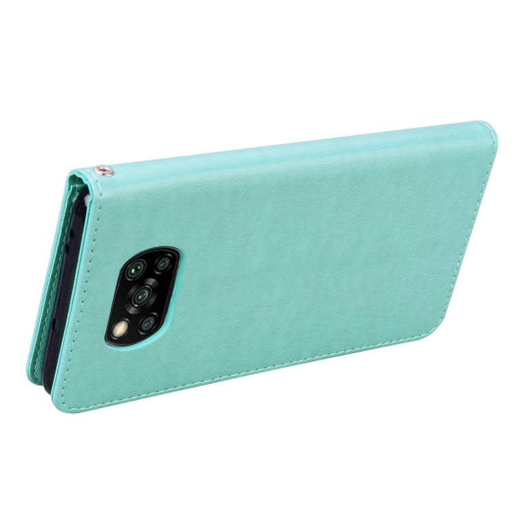 For Xiaomi Poco X3 NFC Rose Embossed Horizontal Flip PU Leather Case with Holder & Card Slots & Wallet(Green) - Xiaomi Cases by buy2fix | Online Shopping UK | buy2fix