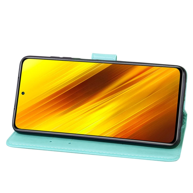 For Xiaomi Poco X3 NFC Rose Embossed Horizontal Flip PU Leather Case with Holder & Card Slots & Wallet(Green) - Xiaomi Cases by buy2fix | Online Shopping UK | buy2fix