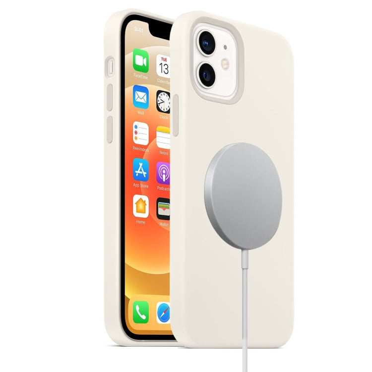 For iPhone 12 mini Magnetic Liquid Silicone Full Coverage Shockproof Magsafe Case with Magsafe Charging Magnet (White) - iPhone 12 mini Cases by buy2fix | Online Shopping UK | buy2fix