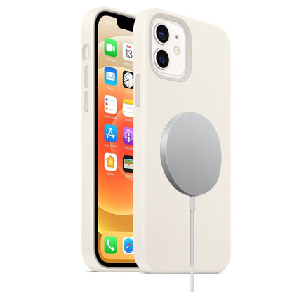For iPhone 12 mini Magnetic Liquid Silicone Full Coverage Shockproof Magsafe Case with Magsafe Charging Magnet (White) - iPhone 12 mini Cases by buy2fix | Online Shopping UK | buy2fix