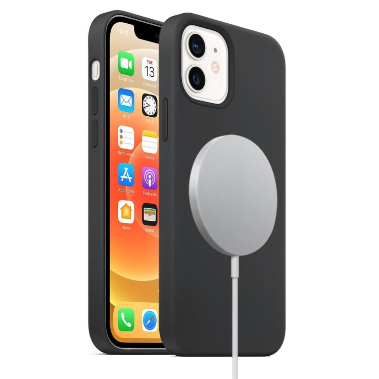 For iPhone 12 mini Magnetic Liquid Silicone Full Coverage Shockproof Magsafe Case with Magsafe Charging Magnet (Black) - iPhone 12 mini Cases by buy2fix | Online Shopping UK | buy2fix