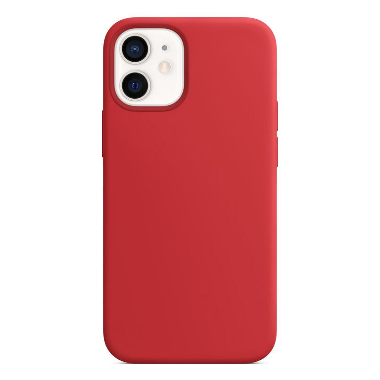 For iPhone 12 mini Magnetic Liquid Silicone Full Coverage Shockproof Magsafe Case with Magsafe Charging Magnet (Red) by buy2fix