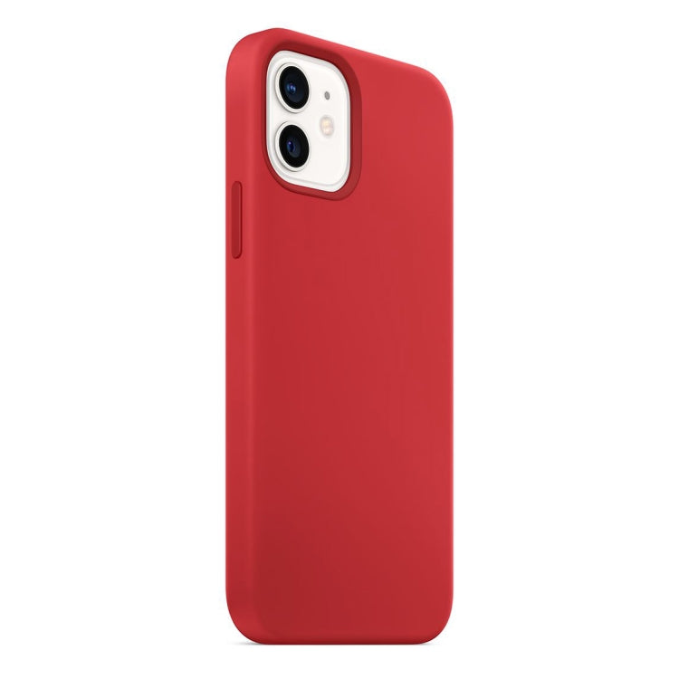 For iPhone 12 mini Magnetic Liquid Silicone Full Coverage Shockproof Magsafe Case with Magsafe Charging Magnet (Red) by buy2fix