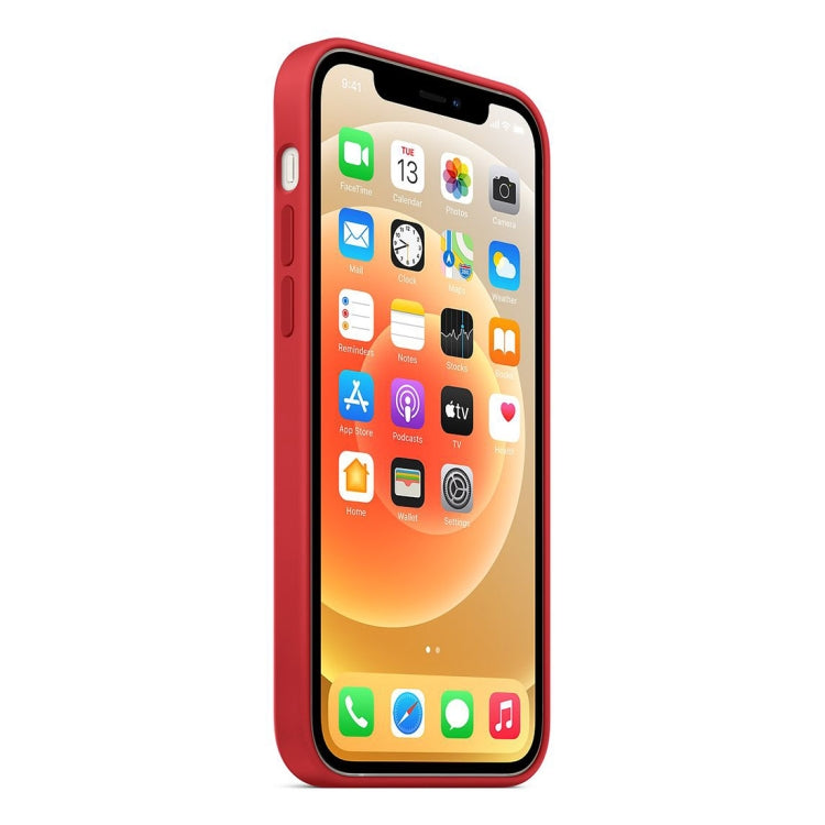 For iPhone 12 mini Magnetic Liquid Silicone Full Coverage Shockproof Magsafe Case with Magsafe Charging Magnet (Red) by buy2fix