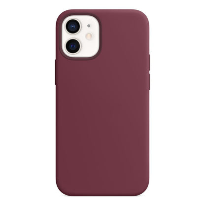 For iPhone 12 mini Magnetic Liquid Silicone Full Coverage Shockproof Magsafe Case with Magsafe Charging Magnet (Wine Red) by buy2fix