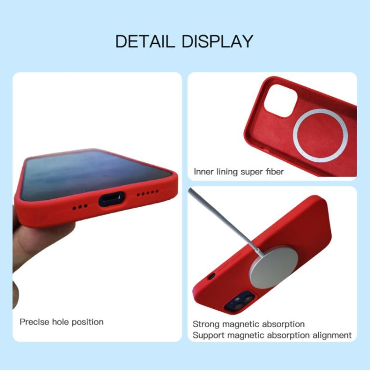 For iPhone 12 mini Magnetic Liquid Silicone Full Coverage Shockproof Magsafe Case with Magsafe Charging Magnet (Wine Red) by buy2fix