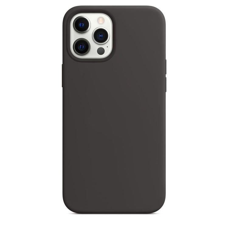 For iPhone 12 / 12 Pro Magnetic Liquid Silicone Full Coverage Shockproof Magsafe Case with Magsafe Charging Magnet(Black) by buy2fix
