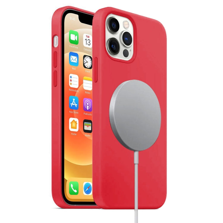 For iPhone 12 / 12 Pro Magnetic Liquid Silicone Full Coverage Shockproof Magsafe Case with Magsafe Charging Magnet(Red) - iPhone 12 / 12 Pro Cases by buy2fix | Online Shopping UK | buy2fix