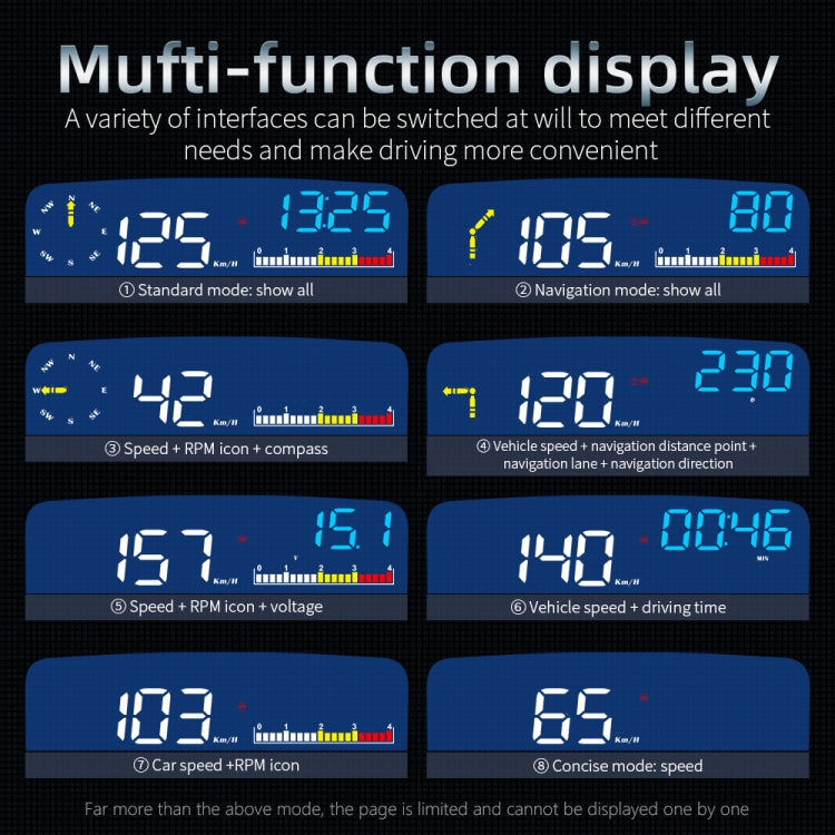 C5 OBD2 + GPS Mode Car HUD Head-up Display Water Temperature / Vehicle Speed / Voltage - Head Up Display System by buy2fix | Online Shopping UK | buy2fix